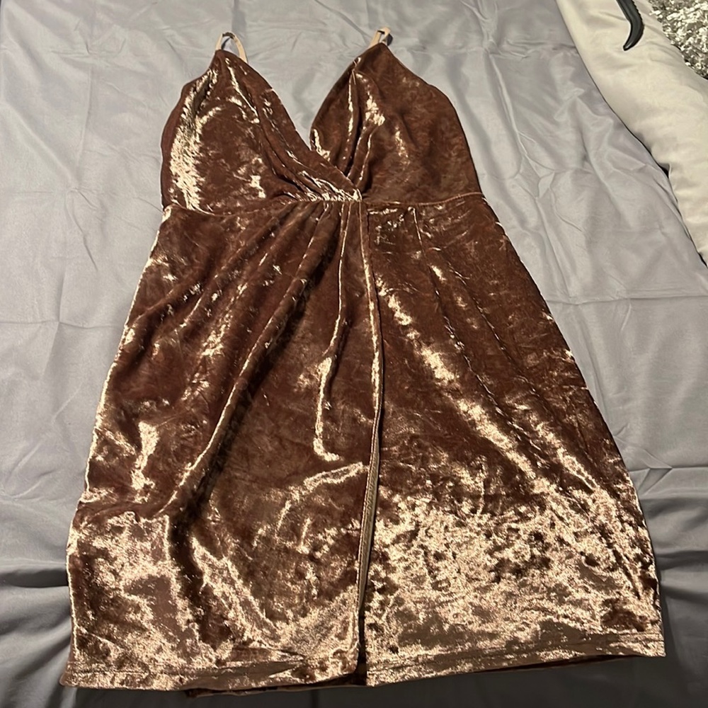 Rose gold velvet dress